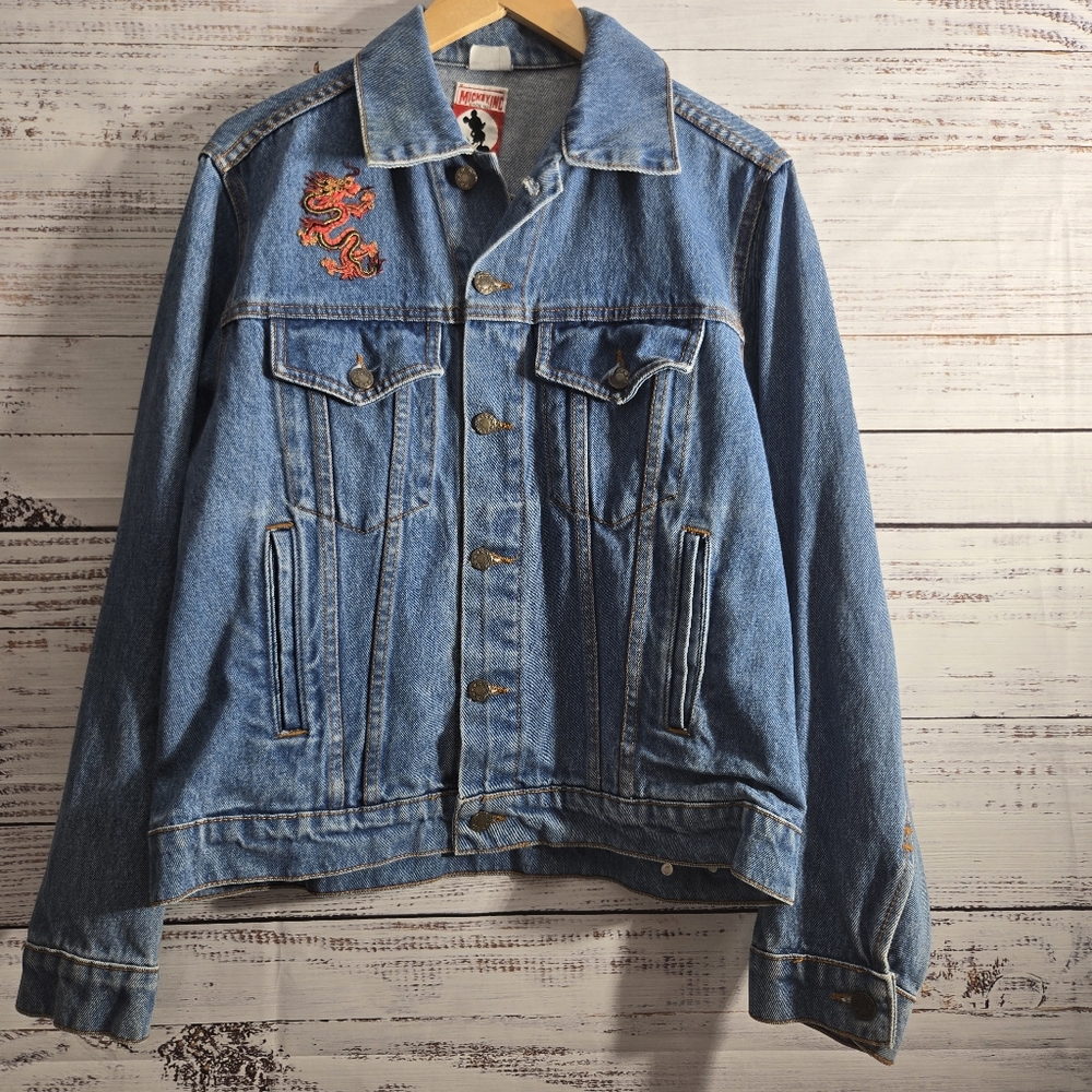 Mickey Mouse Inc. Womens The Walt Disney Studios Blue jean denim jacket sz Large